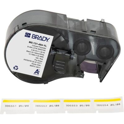 Brady, Rouleau d’étiquettes, M5-131-494-YL, polyester, noir sur jaune/blanc, brillant, 25.40 x 12.70 mm, permanent (180 - Publicité Brady, Rouleau d’étiquettes, M5-131-494-YL, polyester, noir sur jaune/blanc, brillant, 25.40 x 12.70 mm, permanent (180 - Publicité