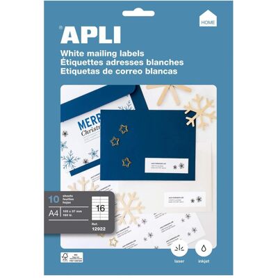Apli, Étiquettes, Etiketten weiss 105,0 x 37,0 mm 10 Blatt - Publicité Apli, Étiquettes, Etiketten weiss 105,0 x 37,0 mm 10 Blatt - Publicité