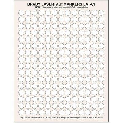 Brady, Étiquettes, LAT-61-799-2.5, Tissu nylon, Blanc, Étiquette de plafond 12.7 mm de diamètre, permanente, 12 pistes - Publicité Brady, Étiquettes, LAT-61-799-2.5, Tissu nylon, Blanc, Étiquette de plafond 12.7 mm de diamètre, permanente, 12 pistes - Publicité