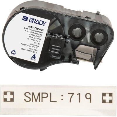 Brady, Rouleau d’étiquettes, M4C-750-403, ruban de papier hydrosoluble, blanc, 19,05 mm x 7,62 m, amovible, en continu (19.05 mm) - Publicité Brady, Rouleau d’étiquettes, M4C-750-403, ruban de papier hydrosoluble, blanc, 19,05 mm x 7,62 m, amovible, en continu (19.05 mm) - Publicité