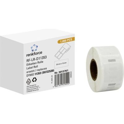 Renkforce, Rouleau d’étiquettes, Étiquettes Rouleau Compatible Remplace DYMO DYMO 11353, S0722530 25 x 13 m - Publicité Renkforce, Rouleau d’étiquettes, Étiquettes Rouleau Compatible Remplace DYMO DYMO 11353, S0722530 25 x 13 m - Publicité