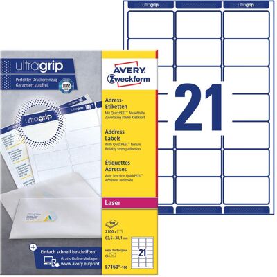 Avery Étiquettes, Étiquettes d'adresse ultragrip - Publicité Avery Étiquettes, Étiquettes d'adresse ultragrip - Publicité