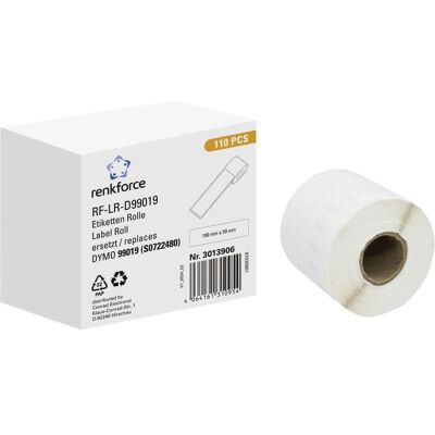 Renkforce, Rouleau d’étiquettes, Rouleau d'étiquettes Compatible remplace DYMO DYMO 99019 190 x 54 mm Papier (190 mm) - Publicité Renkforce, Rouleau d’étiquettes, Rouleau d'étiquettes Compatible remplace DYMO DYMO 99019 190 x 54 mm Papier (190 mm) - Publicité