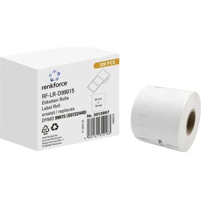 Renkforce, Rouleau d’étiquettes, Rouleau d'étiquettes Compatible remplace DYMO DYMO 99015 70 x 54 mm Papier W - Publicité Renkforce, Rouleau d’étiquettes, Rouleau d'étiquettes Compatible remplace DYMO DYMO 99015 70 x 54 mm Papier W - Publicité