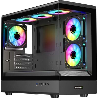 Evolveo Ursus, mATX-Gehäuse, 6x ARGB-Lüfter (mATX), Boîtier PC, Noir - Publicité Evolveo Ursus, mATX-Gehäuse, 6x ARGB-Lüfter (mATX), Boîtier PC, Noir - Publicité