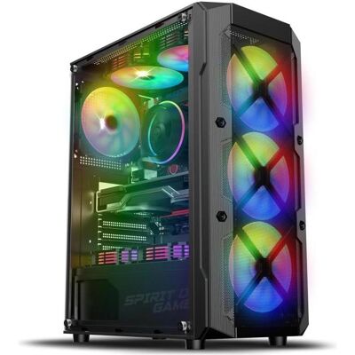 Spirit Of Gamer Boîtier pour PC gaming Rebel XT – Noir – Verre trempé – ATX – 4 ventilateurs – USB 3.0 (ATX), Boîtier PC, Noir - Publicité Spirit Of Gamer Boîtier pour PC gaming Rebel XT – Noir – Verre trempé – ATX – 4 ventilateurs – USB 3.0 (ATX), Boîtier PC, Noir - Publicité