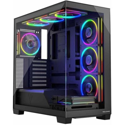 Modecom Computergehäuse VOLCANO STELLAR ARGB MIDI 8F (ATX, mATX, Mini-ITX), Boîtier PC, Noir - Publicité Modecom Computergehäuse VOLCANO STELLAR ARGB MIDI 8F (ATX, mATX, Mini-ITX), Boîtier PC, Noir - Publicité