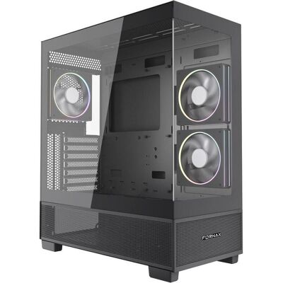 Gembird Computer components Gaming Computer Case Fornax X550 (ATX, E-ATX, ITX, mATX), Boîtier PC, Noir - Publicité Gembird Computer components Gaming Computer Case Fornax X550 (ATX, E-ATX, ITX, mATX), Boîtier PC, Noir - Publicité