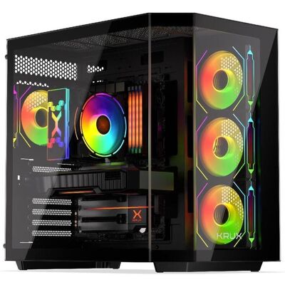 Krux Empero (schwarz, Tempered Glass x 2) (ATX, mATX, Mini-ITX), Boîtier PC, Noir - Publicité Krux Empero (schwarz, Tempered Glass x 2) (ATX, mATX, Mini-ITX), Boîtier PC, Noir - Publicité