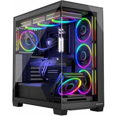 Modecom Computergehäuse VOLCANO STELLAR ARGB MIDI 5F (ATX, mATX, Mini-ITX), Boîtier PC, Noir - Publicité Modecom Computergehäuse VOLCANO STELLAR ARGB MIDI 5F (ATX, mATX, Mini-ITX), Boîtier PC, Noir - Publicité