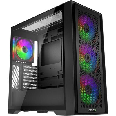 Evolveo Rhino, eATX/ATX/4x ARGB 120mm/Seitenpaneel (ATX), Boîtier PC, Noir - Publicité Evolveo Rhino, eATX/ATX/4x ARGB 120mm/Seitenpaneel (ATX), Boîtier PC, Noir - Publicité
