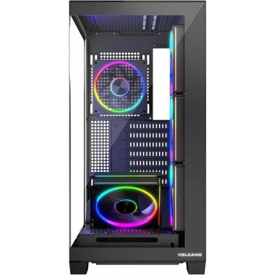 Modecom Computergehäuse VOLCANO STELLAR ARGB MIDI 5F (ATX, mATX, Mini-ITX), Boîtier PC, Noir - Publicité Modecom Computergehäuse VOLCANO STELLAR ARGB MIDI 5F (ATX, mATX, Mini-ITX), Boîtier PC, Noir - Publicité