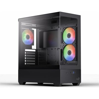 Aerocool P500D-G-BK-v1 (schwarz) (ATX), Boîtier PC, Noir - Publicité Aerocool P500D-G-BK-v1 (schwarz) (ATX), Boîtier PC, Noir - Publicité