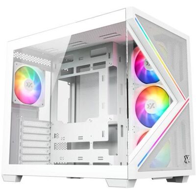 xyz Boitier Moyen Tour ATX Qubex RGB avec panneaux vitrés (Blanc) (ATX, mATX, Mini-ITX), Boîtier PC, Blanc - Publicité xyz Boitier Moyen Tour ATX Qubex RGB avec panneaux vitrés (Blanc) (ATX, mATX, Mini-ITX), Boîtier PC, Blanc - Publicité