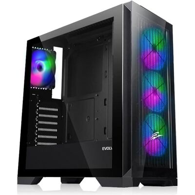 Evolveo Ptero Q2G, ATX, 4x ARGB, Vorderseite + Seite (ATX), Boîtier PC, Noir - Publicité Evolveo Ptero Q2G, ATX, 4x ARGB, Vorderseite + Seite (ATX), Boîtier PC, Noir - Publicité