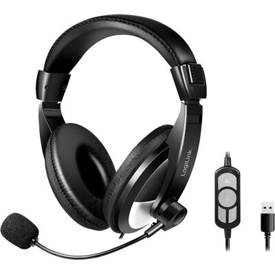 LogiLink HS0019A (Filaire, USB-A), Casque micro de bureau, Noir - Publicité LogiLink HS0019A (Filaire, USB-A), Casque micro de bureau, Noir - Publicité