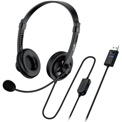Genius Headset HS-230U schwarz / Kopfhörer / Mikrofon / USB-C / 2,4 m (Filaire, USB-C), Casque micro de bureau, Noir - Publicité Genius Headset HS-230U schwarz / Kopfhörer / Mikrofon / USB-C / 2,4 m (Filaire, USB-C), Casque micro de bureau, Noir - Publicité