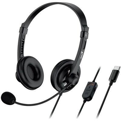 Genius Headset HS-230U/USB-C/ (Filaire, USB-C), Casque micro de bureau, Noir - Publicité Genius Headset HS-230U/USB-C/ (Filaire, USB-C), Casque micro de bureau, Noir - Publicité