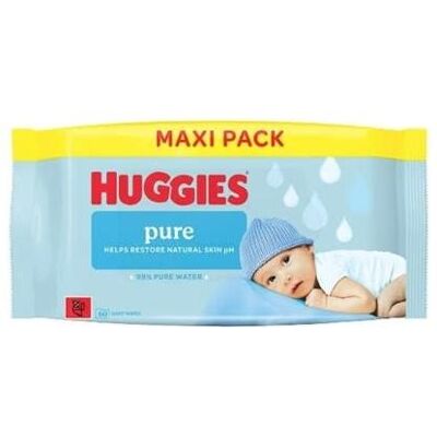 Huggies Pure Maxi Pack Chusteczki nawilżane dla dzieci i niemowląt 1 op. - 60 szt. (1 x 60 pcs) - Publicité Huggies Pure Maxi Pack Chusteczki nawilżane dla dzieci i niemowląt 1 op. - 60 szt. (1 x 60 pcs) - Publicité