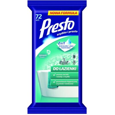 Presto Lingettes humides, pour salle de bain. 72 pcs, blanc - Publicité Presto Lingettes humides, pour salle de bain. 72 pcs, blanc - Publicité