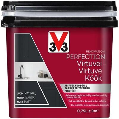 V33, Peinture loisirs créatifs, PAINT KITCHEN PERF BLACK 0.75L (750 ml) - Publicité V33, Peinture loisirs créatifs, PAINT KITCHEN PERF BLACK 0.75L (750 ml) - Publicité