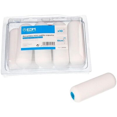 EDM, Rouleau à peinture, Rouleaux de mousse de remplacement miniatures, lot de 10, adaptés à tous types (11 cm) - Publicité EDM, Rouleau à peinture, Rouleaux de mousse de remplacement miniatures, lot de 10, adaptés à tous types (11 cm) - Publicité