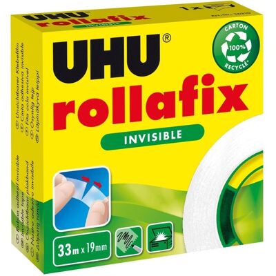 UHU, Ruban adhésif, Roller de colle rollafix 33mx19mm, invisible (19 mm) - Publicité UHU, Ruban adhésif, Roller de colle rollafix 33mx19mm, invisible (19 mm) - Publicité