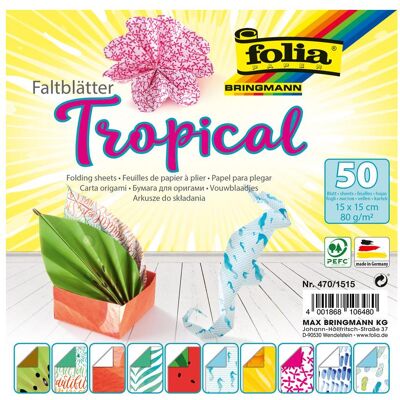 Feuilles de Papier Tropical Folia - 15x15cm, 50 pcs - Publicité Feuilles de Papier Tropical Folia - 15x15cm, 50 pcs - Publicité