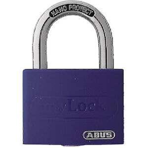 Abus, Cadenas, Cadenas à cylindre T65AL/40 violet gl. serrure largeur du corps 43 mm aluminium s'entrouvrant - Publicité Abus, Cadenas, Cadenas à cylindre T65AL/40 violet gl. serrure largeur du corps 43 mm aluminium s'entrouvrant - Publicité