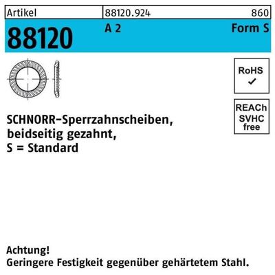 Schnorr - 88120 - 1.4301 - S12 x18 x1.1 - Locking washers - Publicité Schnorr - 88120 - 1.4301 - S12 x18 x1.1 - Locking washers - Publicité
