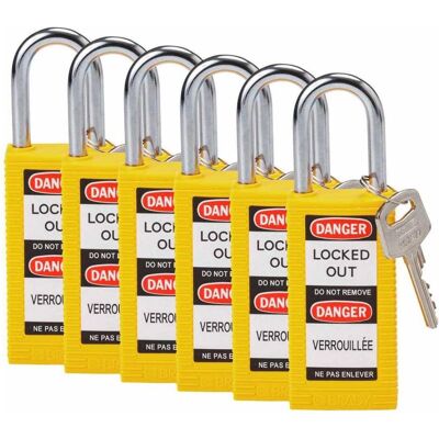Brady, Cadenas, Serrure de sécurité standard à arceau en acier, jaune, hauteur d'arceau de 38mm, corps long, arceau - Publicité Brady, Cadenas, Serrure de sécurité standard à arceau en acier, jaune, hauteur d'arceau de 38mm, corps long, arceau - Publicité