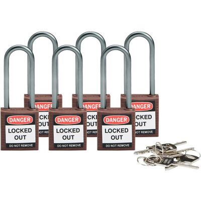 Brady, Cadenas, Serrure de sécurité compacte en nylon, marron, hauteur d'anse de 50 mm, anse en aluminium de 4,7 mm - Publicité Brady, Cadenas, Serrure de sécurité compacte en nylon, marron, hauteur d'anse de 50 mm, anse en aluminium de 4,7 mm - Publicité
