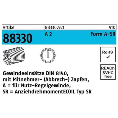 Amecoil - 88330 A2 - M8x16 - A2 - Insert filet - Publicité Amecoil - 88330 A2 - M8x16 - A2 - Insert filet - Publicité