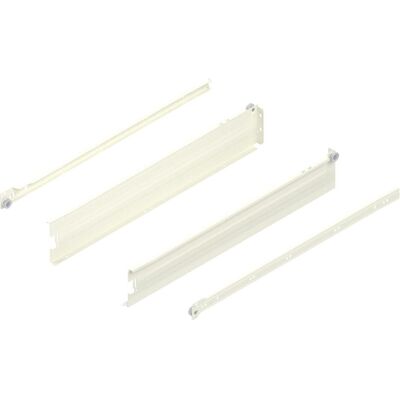 Blum, Coulisses de tiroirs, METABOX M Châssis 320 version vissée, coulisse à sortie partielle, NL 550, blanc crème - Publicité Blum, Coulisses de tiroirs, METABOX M Châssis 320 version vissée, coulisse à sortie partielle, NL 550, blanc crème - Publicité