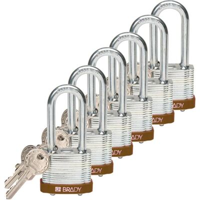 Brady, Cadenas, Cadenas en acier laminé, marron, anse en acier, hauteur de l'anse 50 mm, diamètre de l'anse 7 mm - Publicité Brady, Cadenas, Cadenas en acier laminé, marron, anse en acier, hauteur de l'anse 50 mm, diamètre de l'anse 7 mm - Publicité