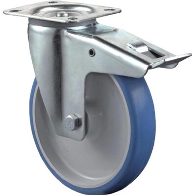 BS Rollen, Roulettes pour meubles, Roulette pivotante Ø 100 mm capacité de charge 125 kg avec blocage total Polyuréthane 104x80mm bleu - Publicité BS Rollen, Roulettes pour meubles, Roulette pivotante Ø 100 mm capacité de charge 125 kg avec blocage total Polyuréthane 104x80mm bleu - Publicité