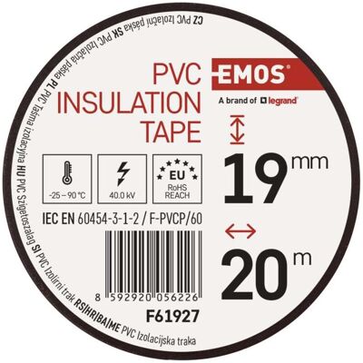 EMOS - F61927 - 19 mm - 20 m - Electrical Tape - Publicité EMOS - F61927 - 19 mm - 20 m - Electrical Tape - Publicité