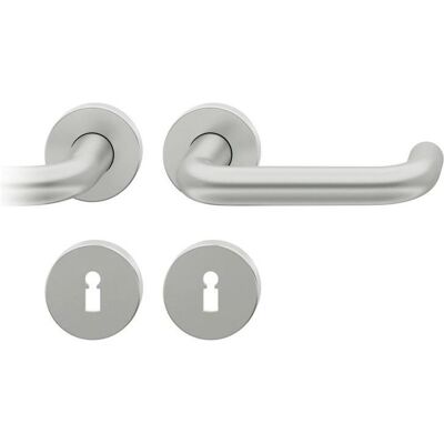 Ensemble de poignées de porte et fenêtre en aluminium FSB - Rosette ronde - Usage intérieur - Publicité Ensemble de poignées de porte et fenêtre en aluminium FSB - Rosette ronde - Usage intérieur - Publicité