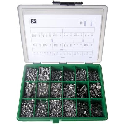 Kit de Fixations en Acier Inoxydable RS PRO - M2-M6, 3168 pièces - Publicité Kit de Fixations en Acier Inoxydable RS PRO - M2-M6, 3168 pièces - Publicité