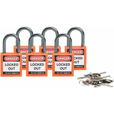 Brady, Cadenas, Serrure de sécurité compacte en nylon, orange, hauteur de la barre de 25 mm, barre de fermeture en - Publicité Brady, Cadenas, Serrure de sécurité compacte en nylon, orange, hauteur de la barre de 25 mm, barre de fermeture en - Publicité
