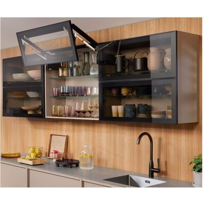 Blum, Quincaillerie pour meubles, Kraftspeicher Hochfaltklappe Aventos HF top - Publicité Blum, Quincaillerie pour meubles, Kraftspeicher Hochfaltklappe Aventos HF top - Publicité