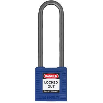 Brady, Cadenas, serrure de sécurité compacte en nylon, bleu, hauteur de la poignée 75mm, poignée en aluminium 4,7mm - Publicité Brady, Cadenas, serrure de sécurité compacte en nylon, bleu, hauteur de la poignée 75mm, poignée en aluminium 4,7mm - Publicité