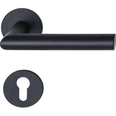 Marchesi, Poignée de porte, Garniture à béquilles GEHRUNG sur rosette plate PZ, acier inoxydable noir mat (Garniture de porte) - Publicité Marchesi, Poignée de porte, Garniture à béquilles GEHRUNG sur rosette plate PZ, acier inoxydable noir mat (Garniture de porte) - Publicité