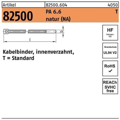 HellermannTyton - 82500PA - 8.9 x 1095/330 - Natur - Attache de câble - Publicité HellermannTyton - 82500PA - 8.9 x 1095/330 - Natur - Attache de câble - Publicité