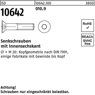 Vis à tête fraisée M10 X 130mm - ISO 10642 - Acier 10.9 - Publicité Vis à tête fraisée M10 X 130mm - ISO 10642 - Acier 10.9 - Publicité