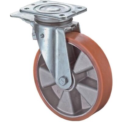 BS Rollen, Roulettes pour meubles, Roulette orientable avec frein avec frein D. de la roue 200 mm cap. charge 300 kg avec plaque à v... Publicité BS Rollen, Roulettes pour meubles, Roulette orientable avec frein avec frein D. de la roue 200 mm cap. charge 300 kg avec plaque à v... Publicité