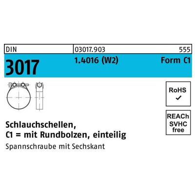 DIN - Form C1 W2 1.4016 Verzinkt Ø68-73x25 - Collier de serrage - Publicité DIN - Form C1 W2 1.4016 Verzinkt Ø68-73x25 - Collier de serrage - Publicité