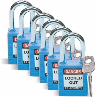 Brady - Standard Sicherheitsschloss - Bleu - Steel shackle - Padlock - Publicité Brady - Standard Sicherheitsschloss - Bleu - Steel shackle - Padlock - Publicité