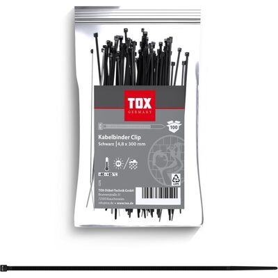 100 TOX Clips de colliers - Serre-câbles - Noir - Fixation fiable - Publicité 100 TOX Clips de colliers - Serre-câbles - Noir - Fixation fiable - Publicité