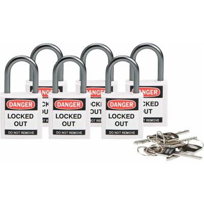 Brady, Cadenas, serrure de sécurité compacte en nylon, blanc, hauteur de la poignée 25 mm, anse en aluminium 4,7 mm - Publicité Brady, Cadenas, serrure de sécurité compacte en nylon, blanc, hauteur de la poignée 25 mm, anse en aluminium 4,7 mm - Publicité